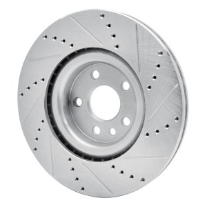 Jaguar E-Pace Brake Rotor (1) - Front Left - R1 Concepts - Drilled & Slotted - Silver - `15-`19